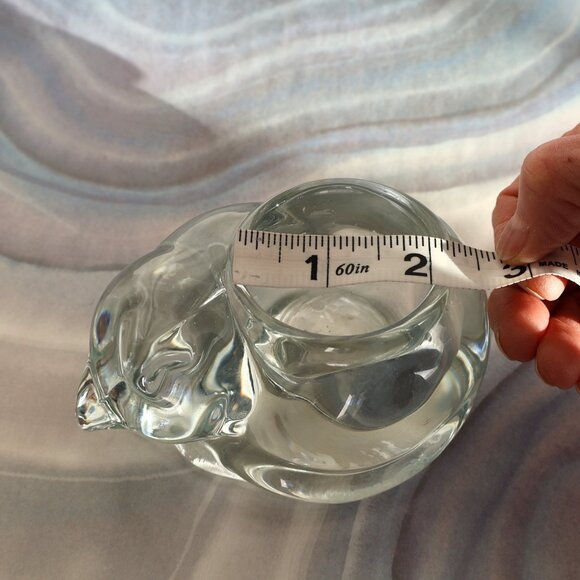 Vintage Indiana Glass Cat - Candle Holder - Clear Glass Sleeping Cat - Picture 10 of 12